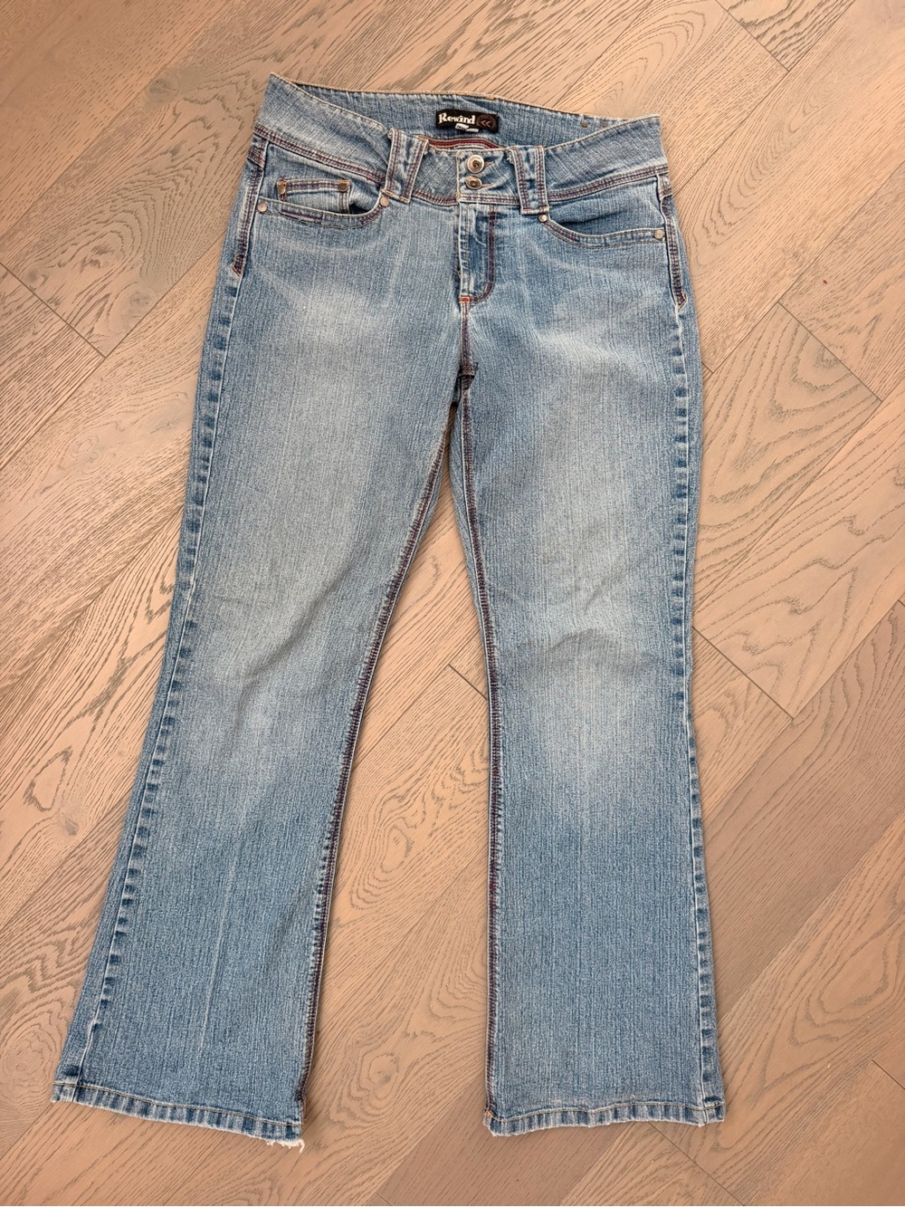 Rewind Women’s Size 11 Y2K Low Rise Bootcut Flare Jeans Contrast Stitch